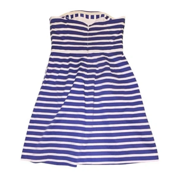 GAP Designed & Crafted Blue and White Striped Strapless Dress - Size 4 - Picture 3 of 6